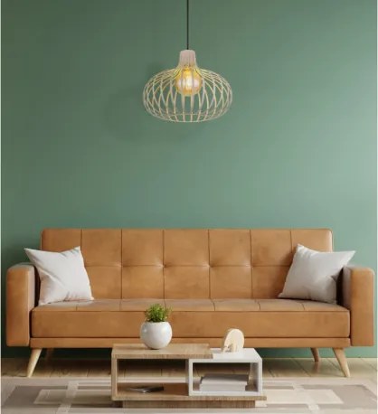 Globo 33370119 Függesztett lámpa, matt homokszínű fém, fekete textil kábel, ø: 400 mm, M: 1500 mm, 1xE27 60W 230V izzó nélkül