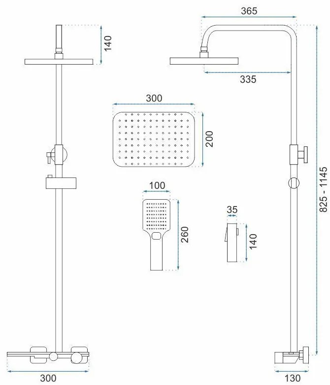 Rea Helix, falra szerelhető zuhanygarnitúra termosztatikus csapteleppel és bidé zuhannyal, arany matt, REA-P6621