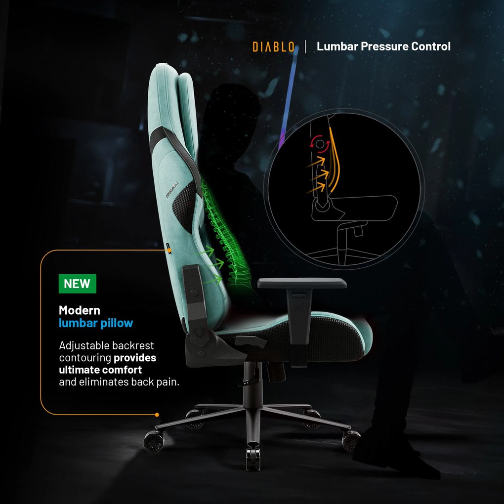 Gamer szék Normal Size, menta-fekete: Diablo X-One Prime Mystic Mint