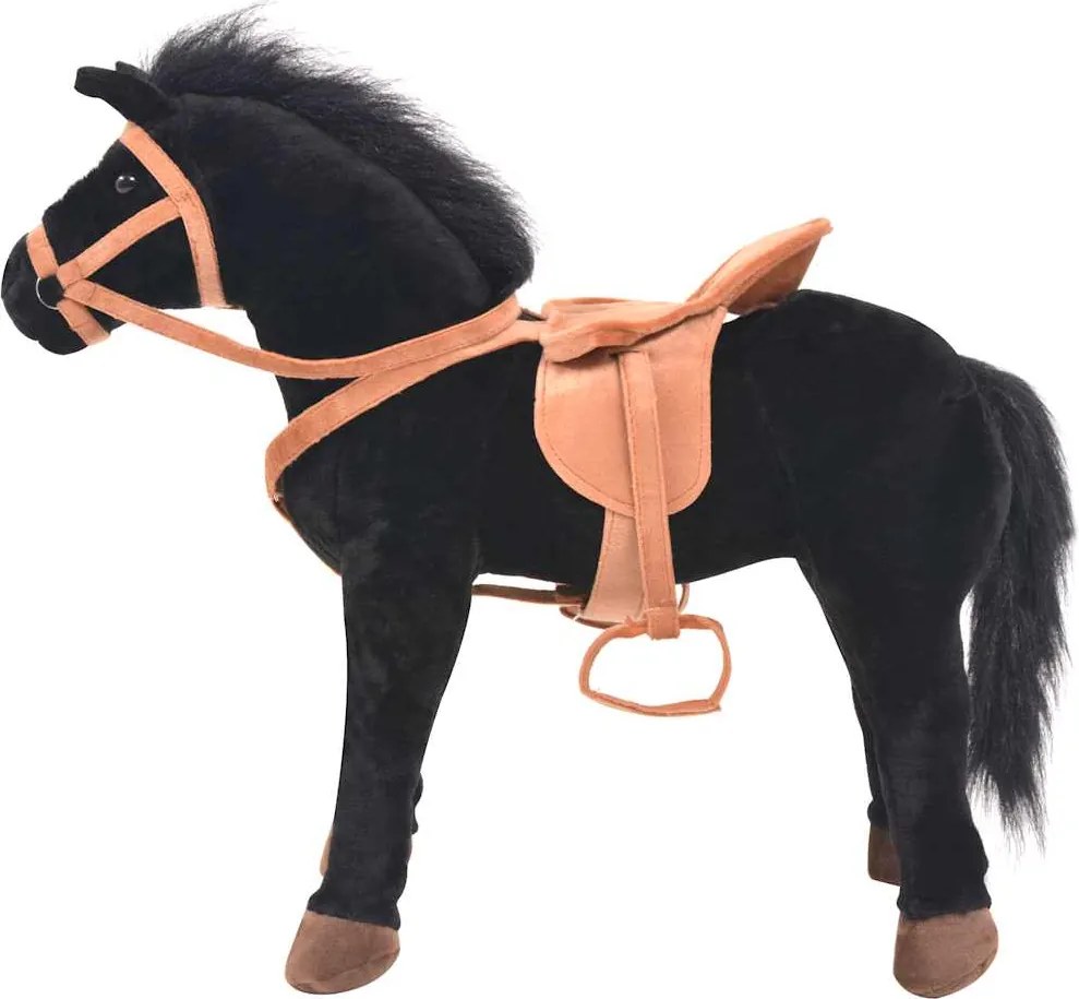 vidaXL fekete álló ló plüssjáték
