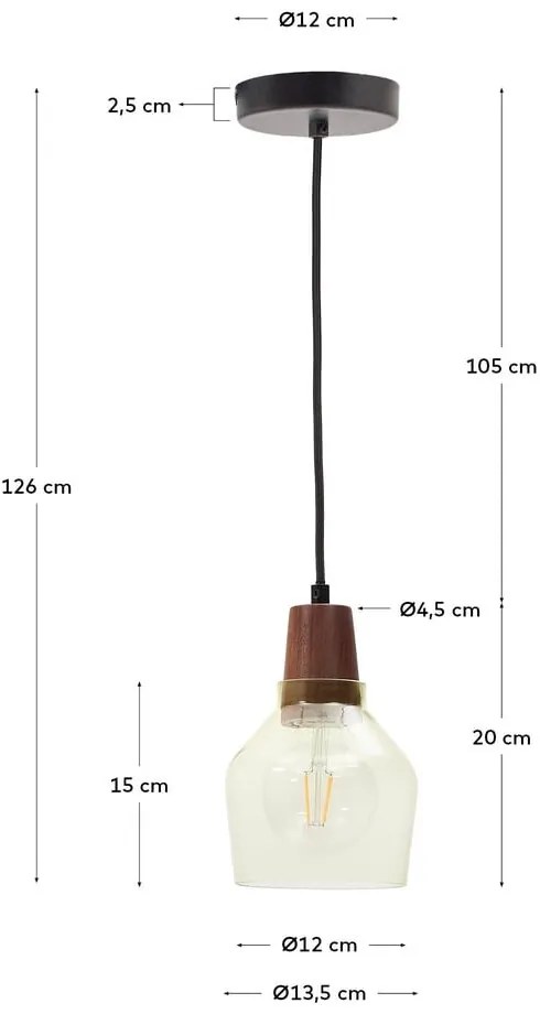 Zöld-sötét natúr színű függőlámpa üveg búrával ø 13,5 cm Silex – Kave Home