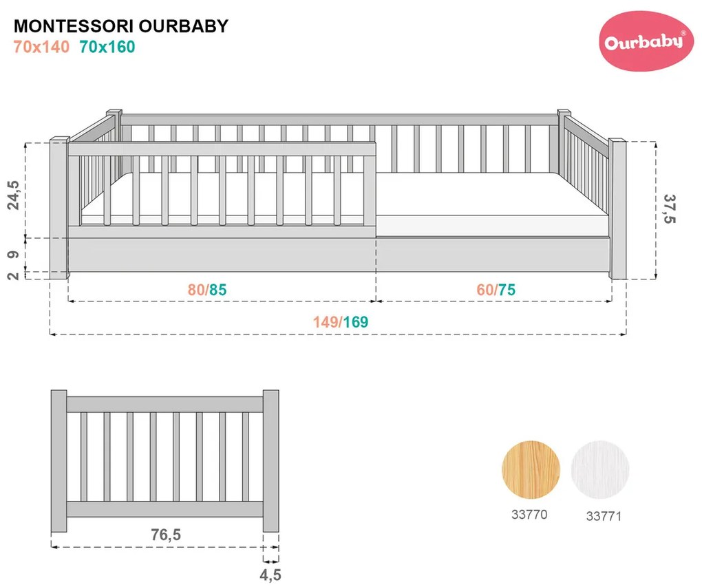 Ourbaby® Montessori natúr 140x70 cm