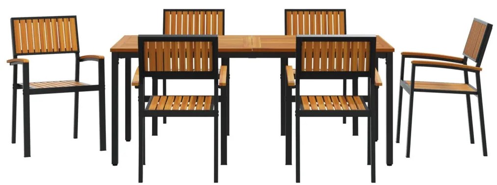 Kert étkező szett 7 pcs Fekete és barna 180 x 90 x 75 cm