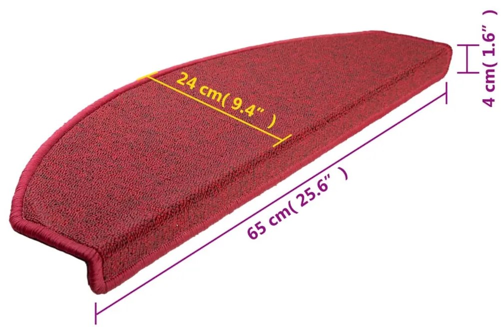 15 darab bordó lépcsőszőnyeg 65 x 24 x 4 cm