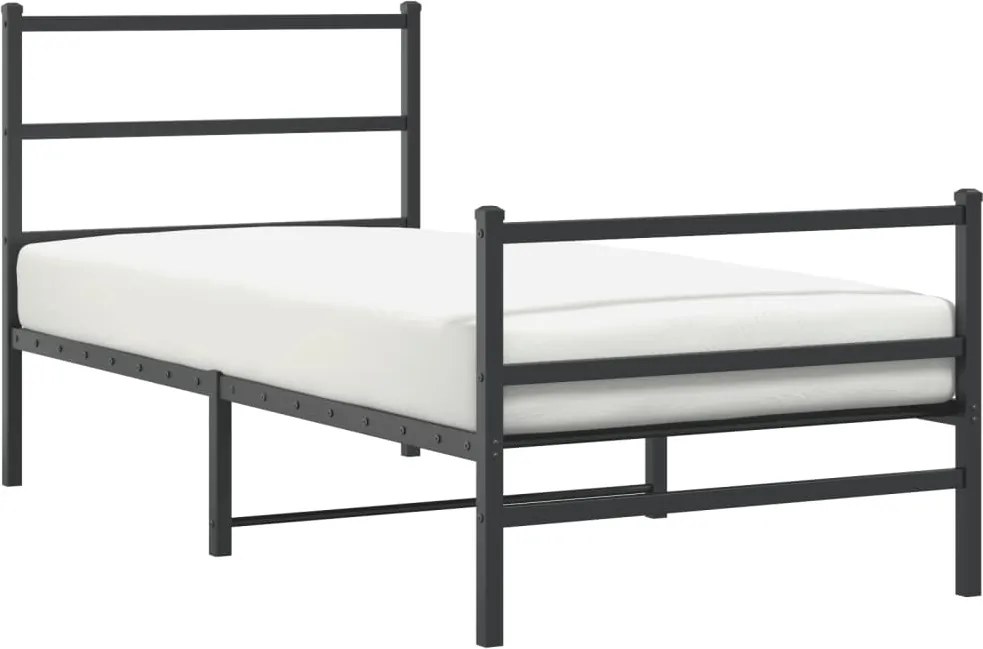 vidaXL fekete fém ágykeret fej- és lábtámlával 90 x 190 cm