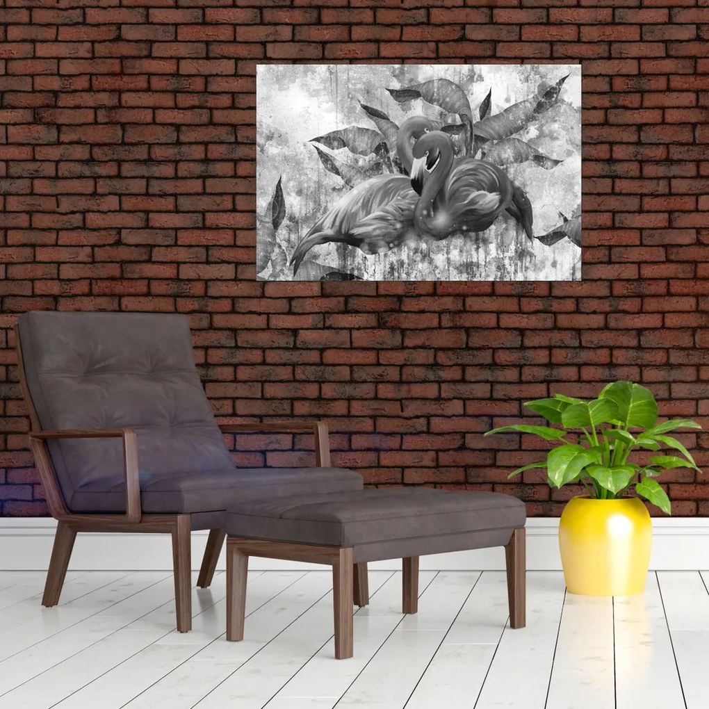 Kép - Flamingók graffiti (90x60 cm)