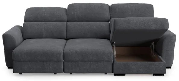 Univerzális, kihúzható háromüléses sarokkanapé tárolóval TRENTO antracit