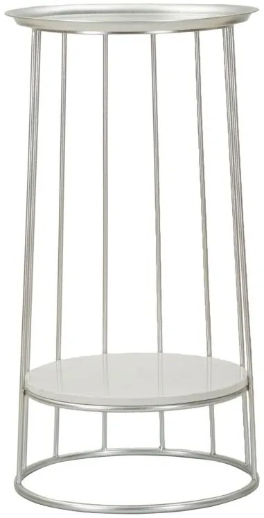 kisasztal ezüst fém vázzal és márvány polc résszel