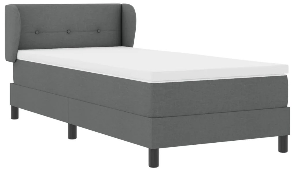 Boxspring Ágy Matrac Készült Sötétszürke Színben, 90x190 cm, Szövet