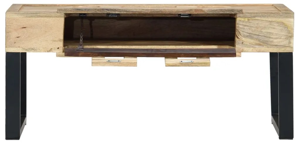 Magnókazetta formájú tömör mangófa dohányzóasztal 100x52x45 cm