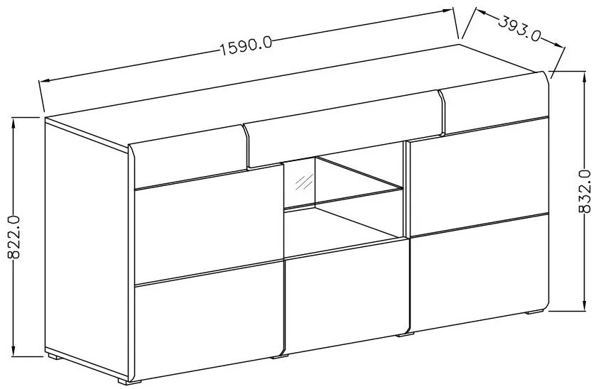 Vitrin Tamie Typ 26 (sötétszürke + tölgy). 1030162