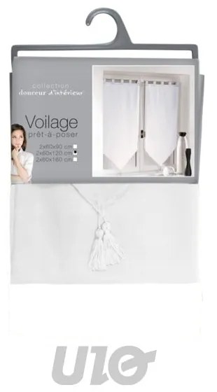 Fehér átlátszó függöny szett 2 db-os 60x120 cm Voiline – douceur d'intérieur
