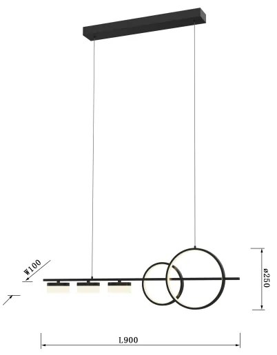 Wofi 7030-502 - LED Dimmelhető csillár zsinóron MESSINA LED/40W/230V fekete