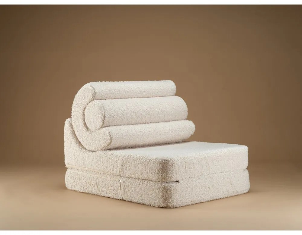 Krémszínű buklé gyerek fotel Flipster – Wigiwama