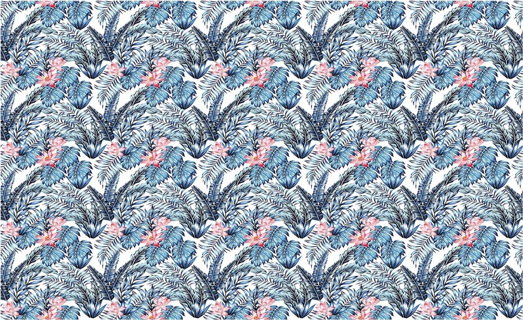 Fotótapéta flizelina Trópusi kék és rózsaszín Levelek Liliom Paradicsom 300x210 +ragasztó