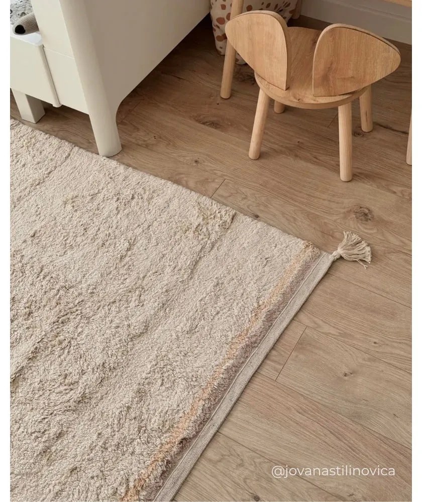 Krémszínű mosható kézi szövésű pamut szőnyeg 90x130 cm Bloom Natural – Lorena Canals