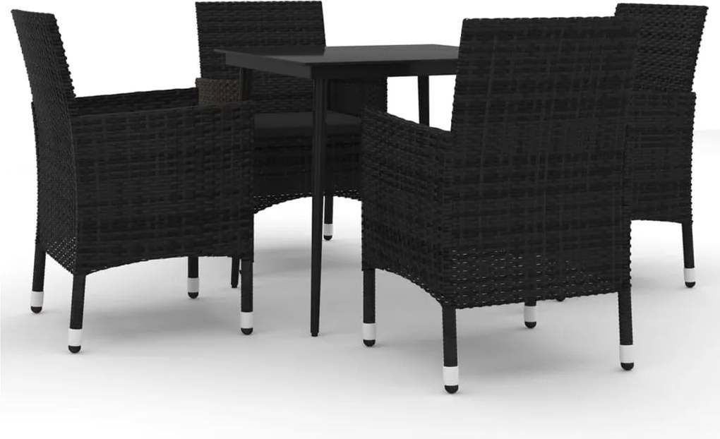 vidaXL 5 részes polyrattan és üveg kerti étkezőgarnitúra párnákkal