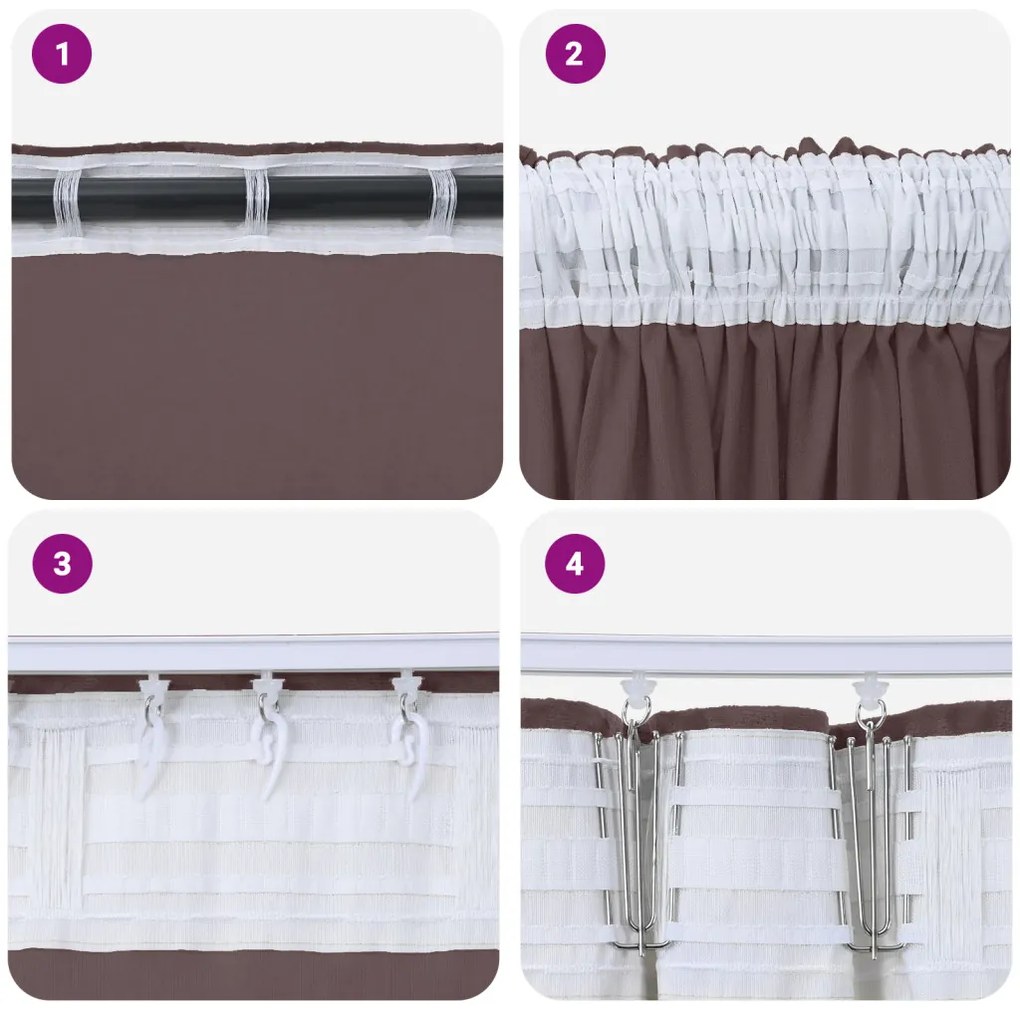 Bársonyos Függönyök 2 db Fülekkel Barna 260x140 cm