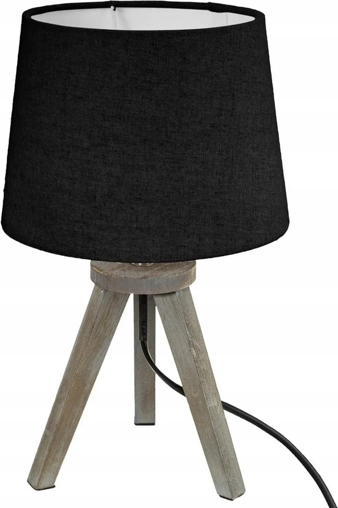 Mini éjjeli lámpa, fekete/fa