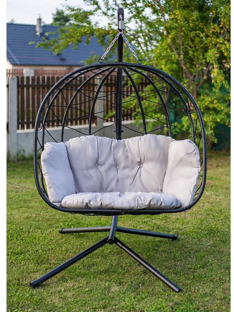 Happy Green Villa Big függő rattan szék, 120 x 110x 200 cm