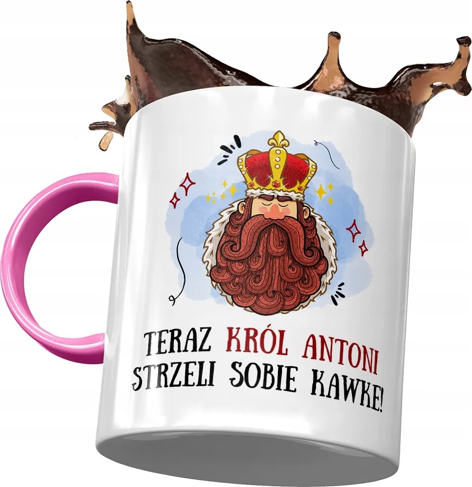 Rózsaszín bögre Antal kollégának Ajándék fényképes nyomtatással