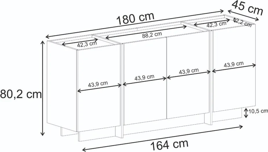 Dorma komód, pusula tölgy, 180 cm