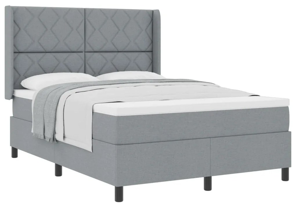 Boxspring Ágy Matracra Világosszürke 140x200 cm Szövet