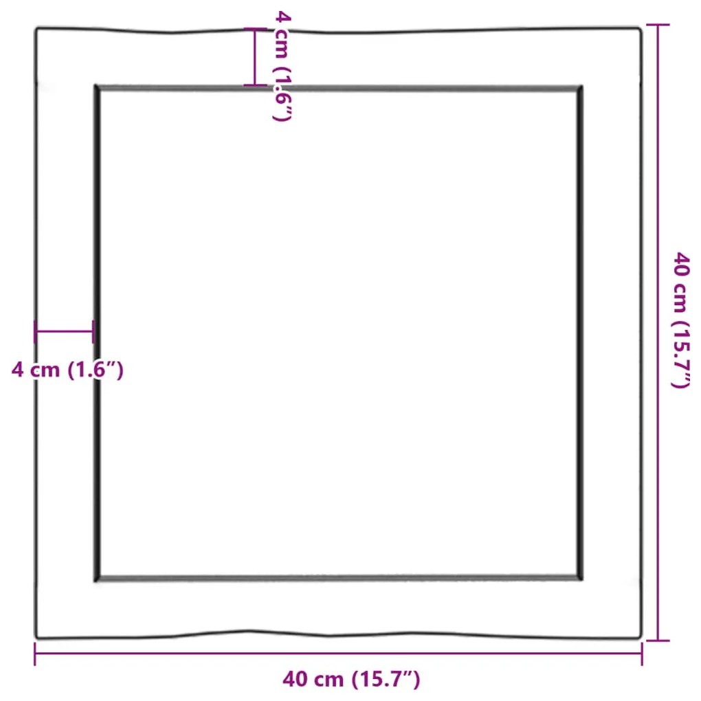 világosbarna asztallap 40x40x(2-6) cm kezelt tömör élőszegélyes