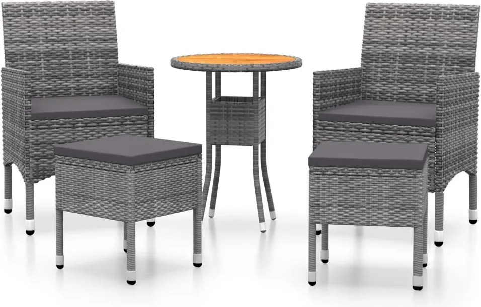 vidaXL 5 részes szürke polyrattan kerti ülőgarnitúra