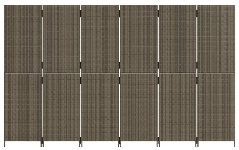 szürke 6-paneles polyrattan térelválasztó
