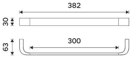 NIMCO NKC 30035-90 - Fali törölközőtartó NIKAU 39 cm matt fekete