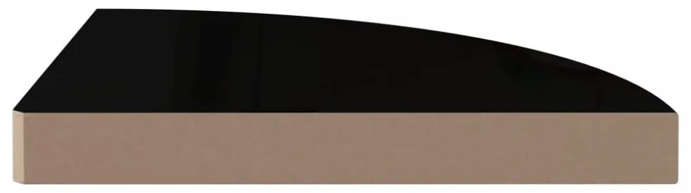 4 db magasfényű fekete MDF lebegő sarokpolc 35 x 35 x 3,8 cm