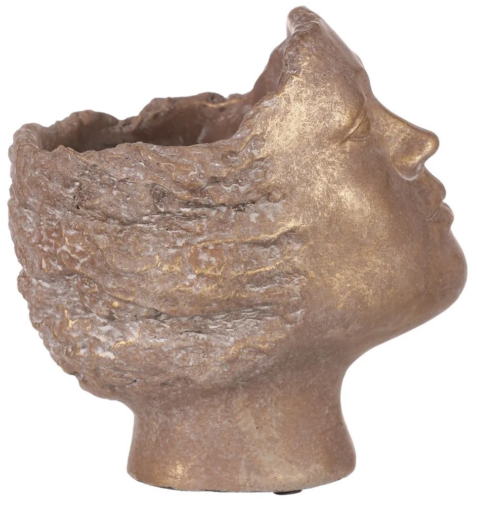 Beton kerti edény, fej, réz, átmérő 14 cm, 18 x 14x 19 cm