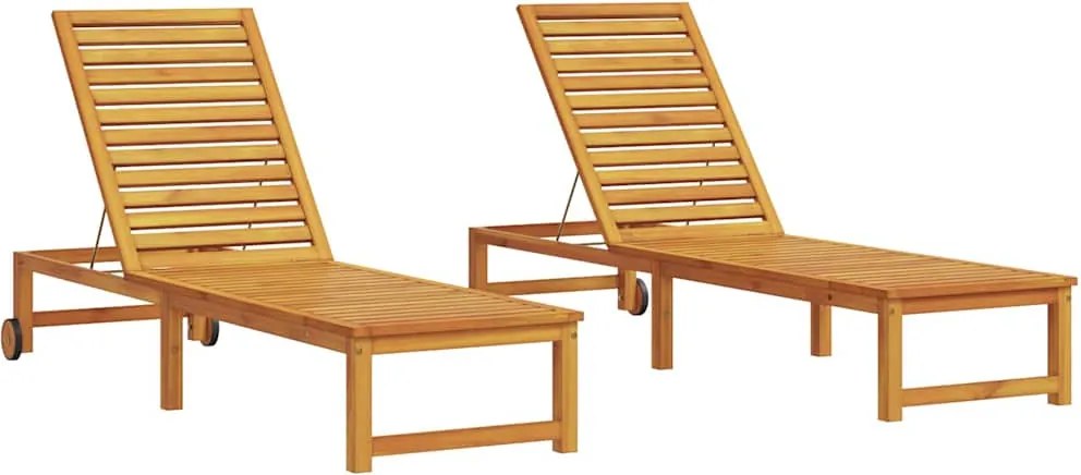 vidaXL Napozó 2 pcs Barna 202 x 53 x 89 cm Tömör Akácfa