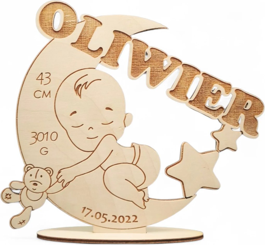 Metrikus szobor állvány gravírozás Ajándék év keresztelő Születés