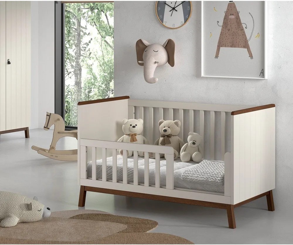 Bézs borovi fenyő babaágy levehető oldallal-állítható magassággal 70x140 cm Sezane – Vipack