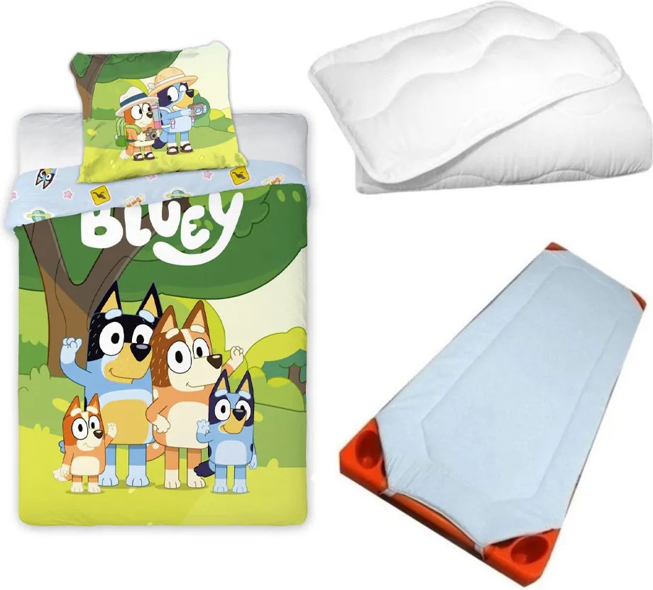Bluey Family Snuggle gyerek, ovis ágyneműhuzat, derékalj és paplan/párna szett 100x135 cm