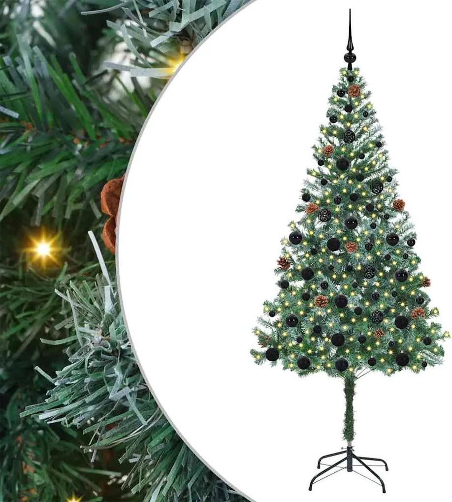 vidaXL Mű karácsonyfa 300 LED-del állvánnyal Zöld 180 cm PVC és Acél