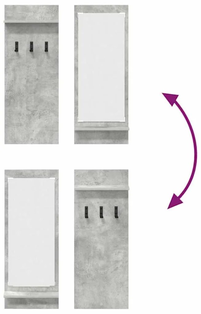 Fali Kabáthorog polcokkal Beton szürke 70 x 10 x 90 cm Faanyag
