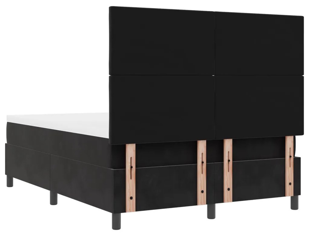 Boxspring Ágy Matraccal Fekete 140x190 cm Bársonyos