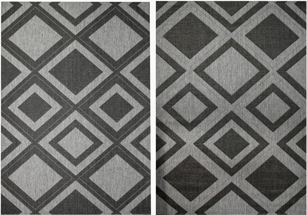160x230 cm Kétoldalas Szőnyeg Erkélyre És Szobába Rombusz Antracit Szürke