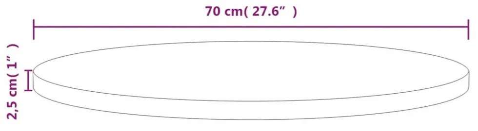 tömör fenyőfa asztallap Ø70 x 2,5 cm