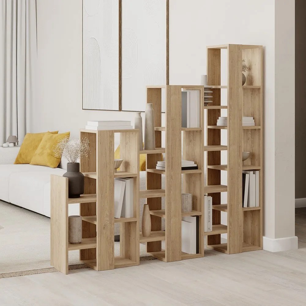 Natúr színű polcos állvány tölgyfa dekorral 158x151 cm Anissa – Marckeric