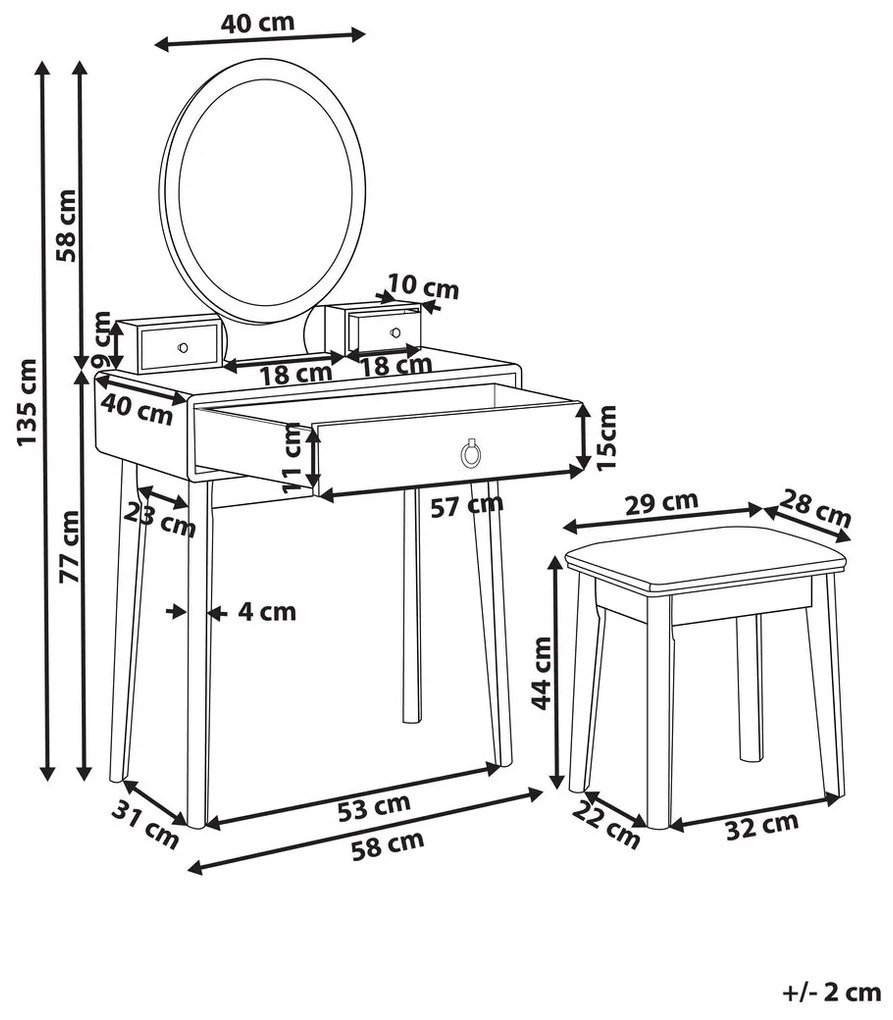 Fésülködő asztal Roey (fehér). 1079520