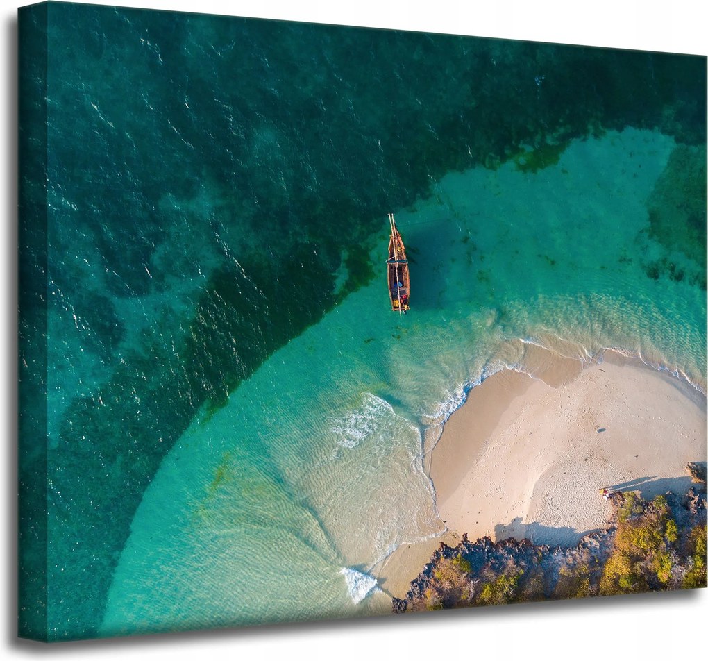 Vászonkép Víz Tengerpart Természet Csónak Meleg 50x40 cm Ideális ajándék