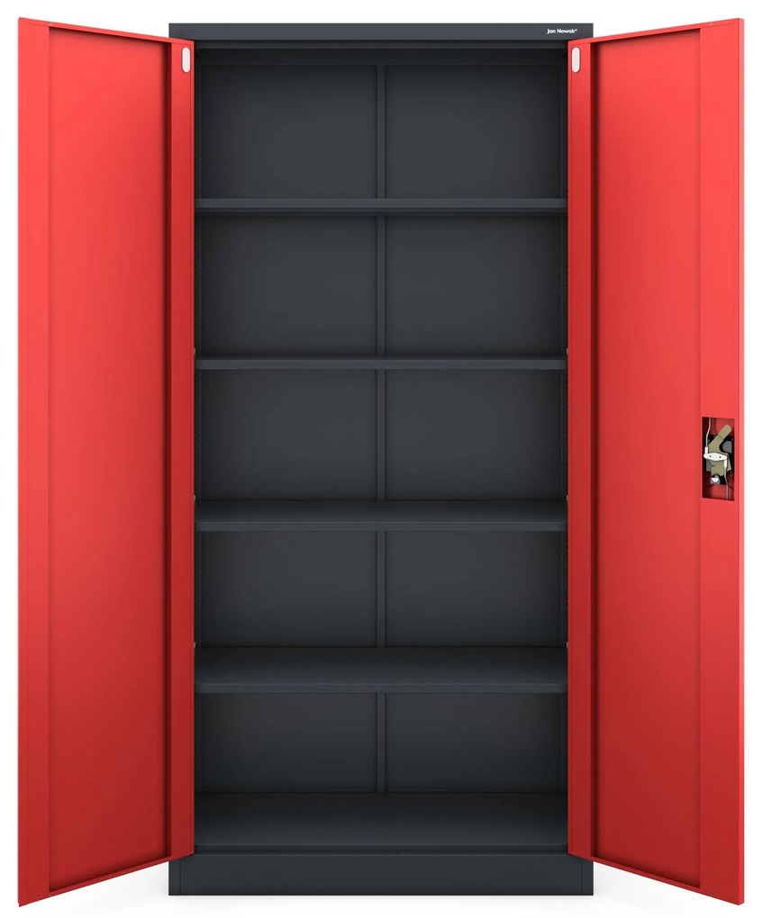 Fém iratszekrény JAN, 900 x 1850 x 400 mm, antracit-piros