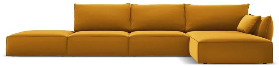 Mustársárga bársony sarokkanapé (jobb oldali-heverő résszel) Vanda – Mazzini Sofas