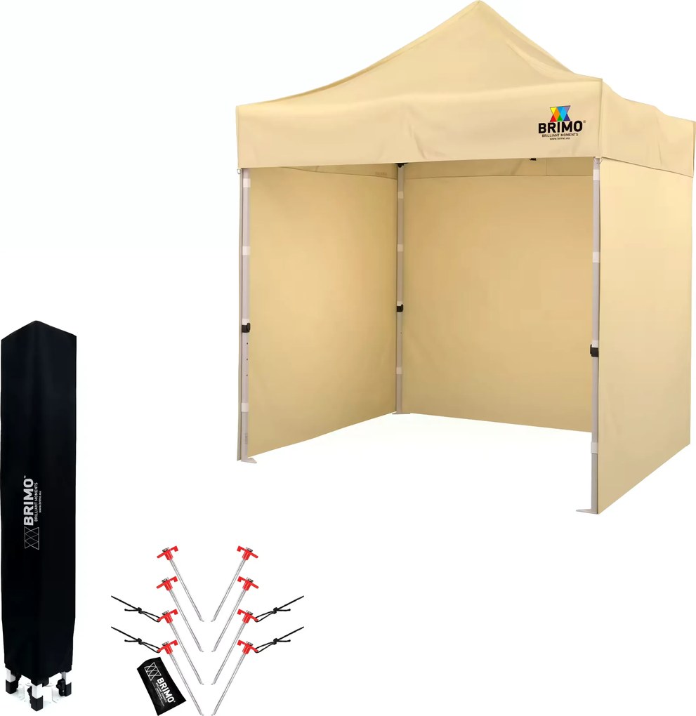 Gemini povedal Pop-up pavilon 2x2 m acél | Profi háttér Felállítva 45 mp alatt. - plusz 3 oldalfal - Bézs