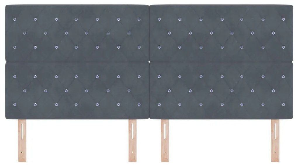 Bársony Fejtámla Argyle fejtámlával Sötétszürke 200 cm Bársony