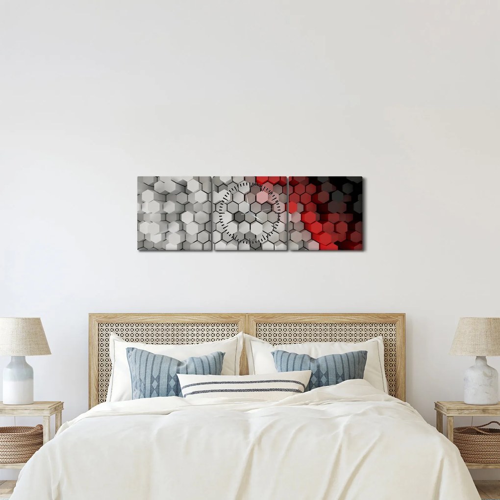 Kép - 3D hatszögek (órával) (90x30 cm)